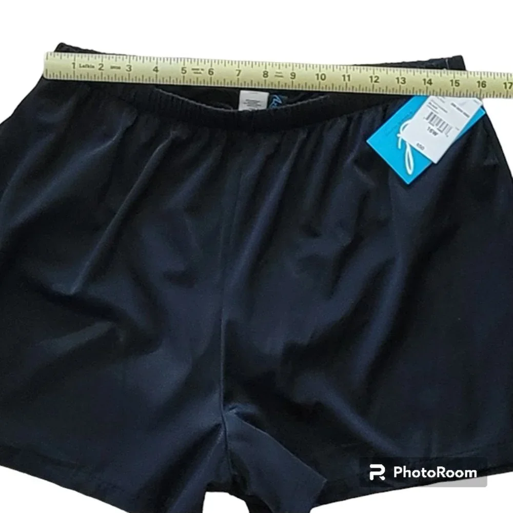 NWT Azul by Maxine of Hollywood Solid Black Swim Short NEW Plus Size 16W